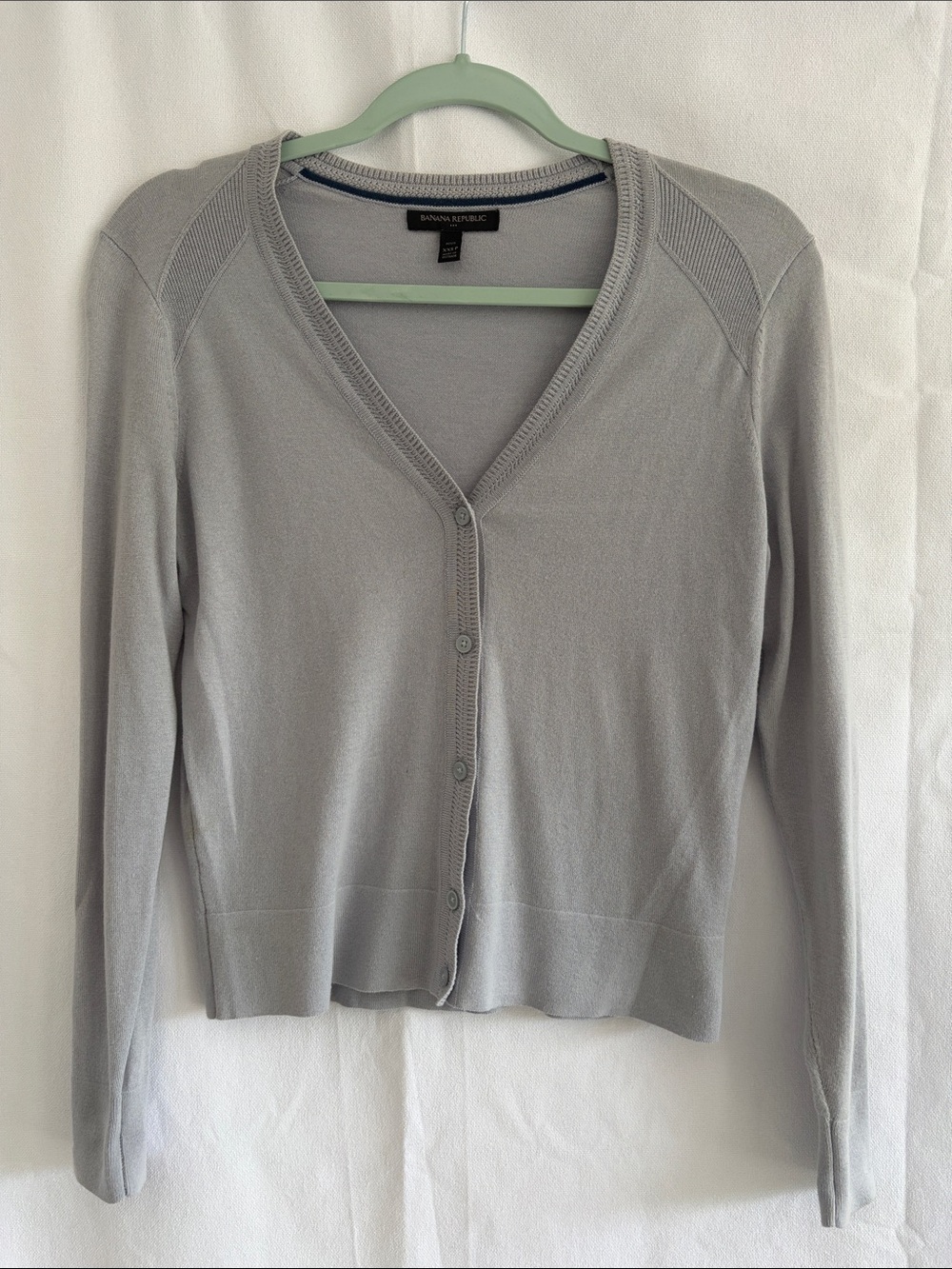 Banana Republic Light Gray/Blue Women's V-Neck Button Cardigan-XXS P